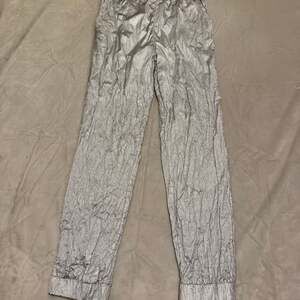 Free People Mesmerize Me Shine Metallic Silver Jogger Pants